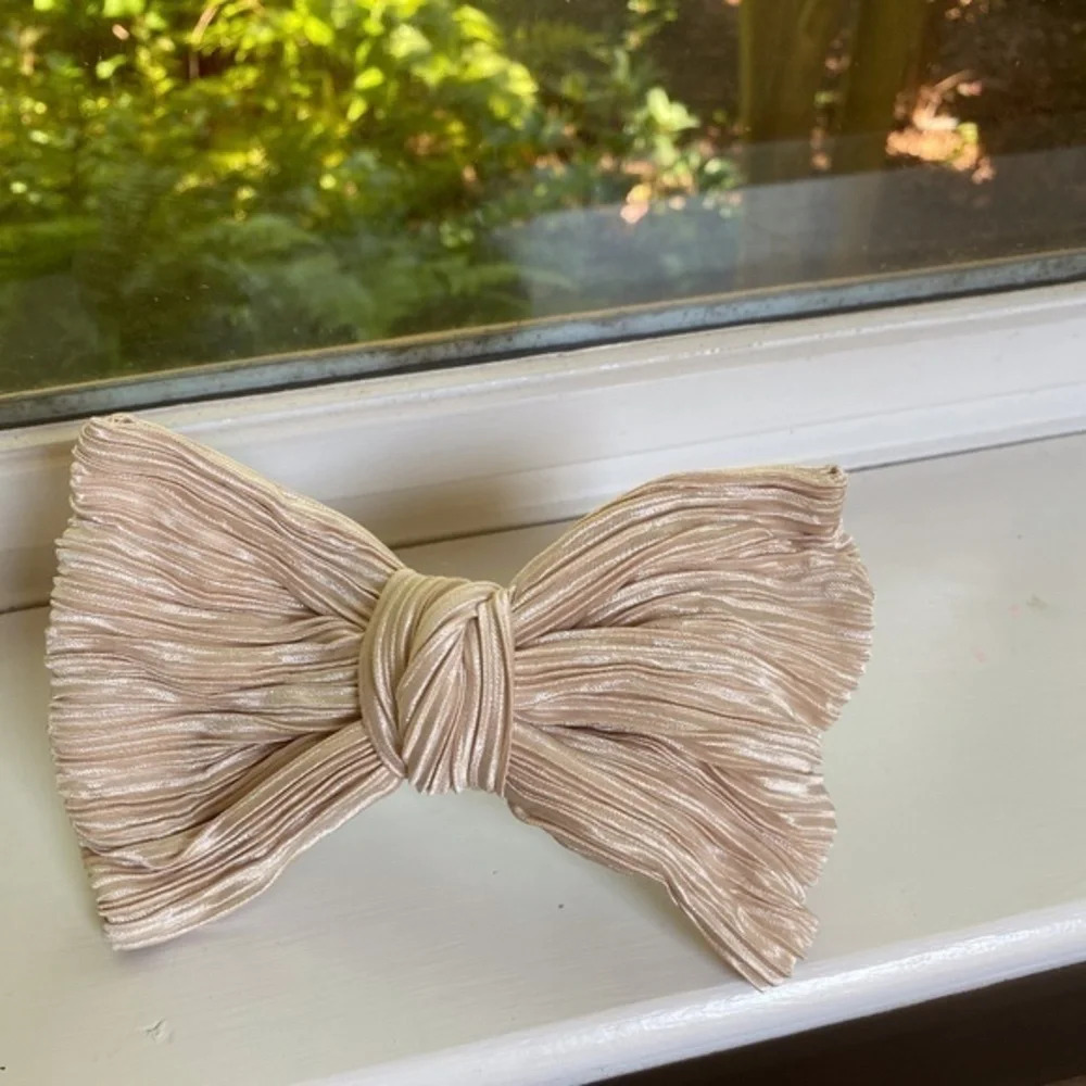 Anthropologie Cream Satin Hair Bow Barrette